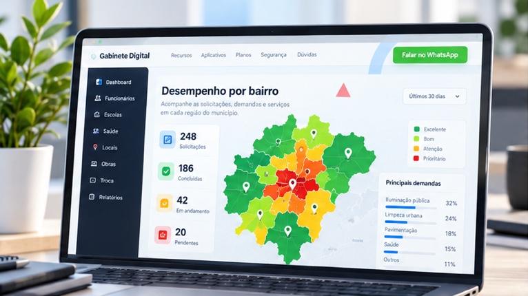 Tela do app Estratégia por Bairro com mapa de bairros